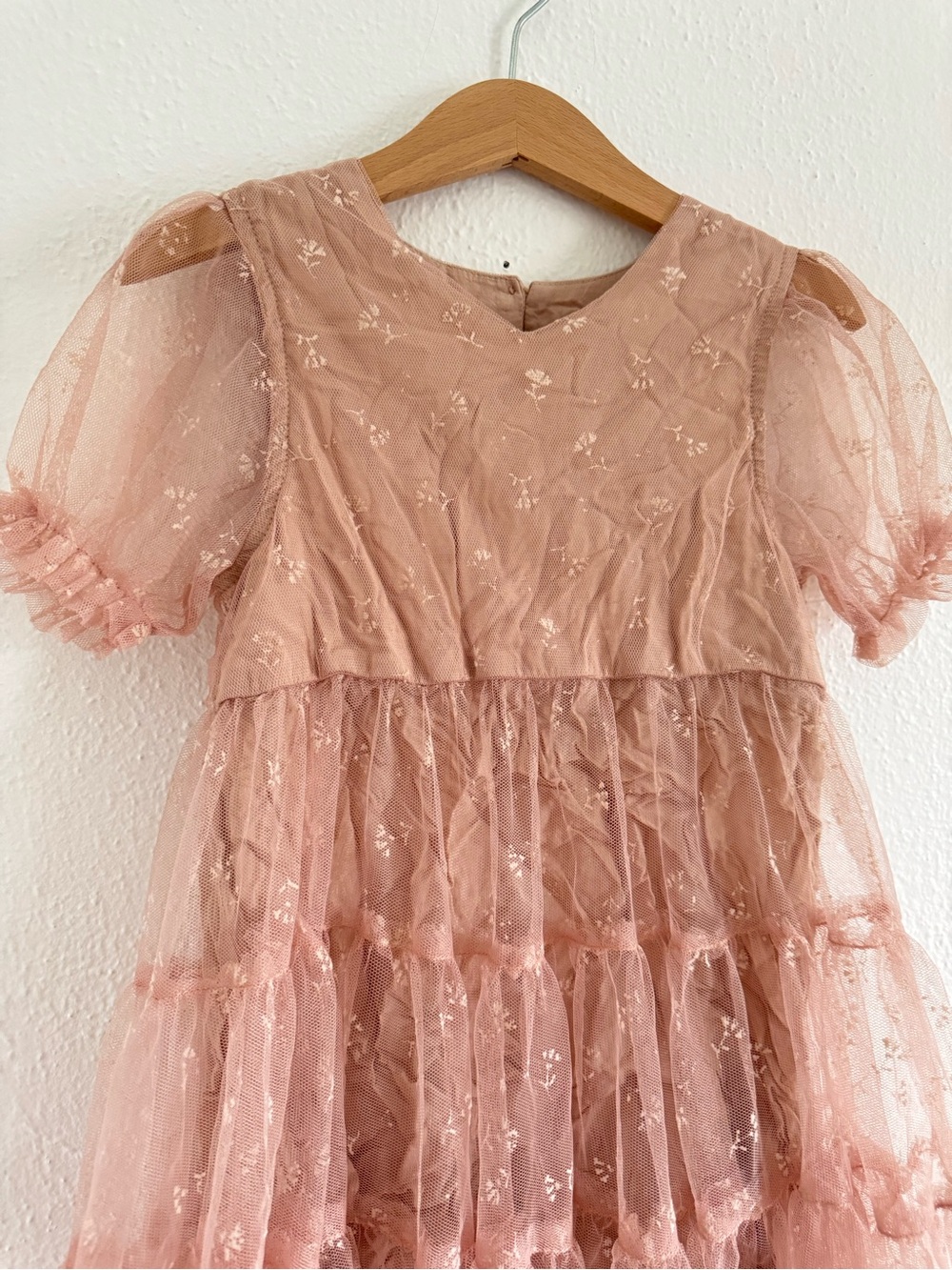 Girls' Pink Tulle Layered Party Dress - Picture 2 of 4
